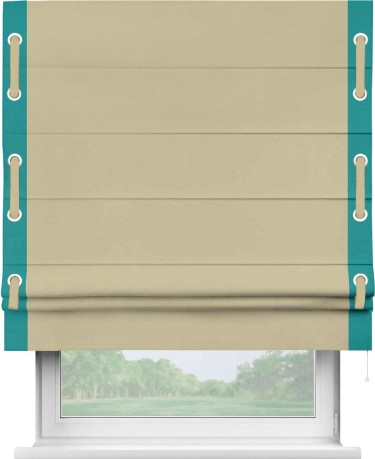 Римская штора «Кортин» с кантом Стрим Дуо (люверсы с пояском), для проема, ткань блэкаут однотонный кофейный