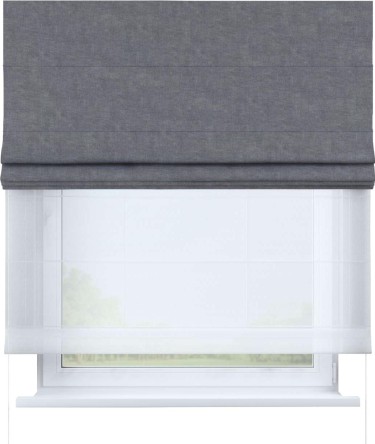 Римская штора «Кортин», канвас стальной, день-ночь