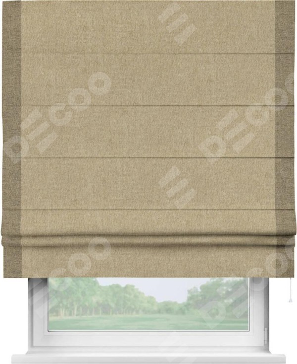 Римская штора «Кортин» с кантом Стрим Дуо, для проема, ткань стиф димаут бежевый