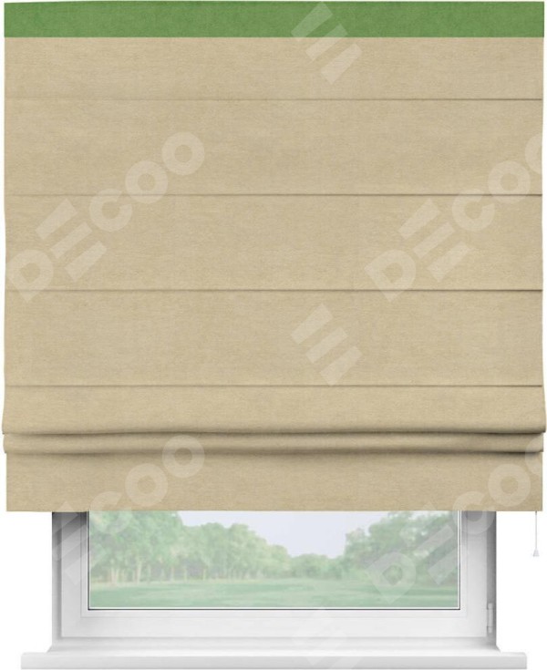 Римская штора «Кортин» с кантом Кинг, для проема, ткань вельвет бежевый